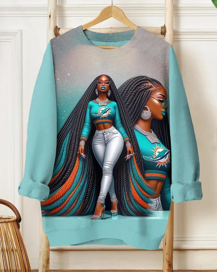 Football Braid Girl Long Sleeve Sweatshirt