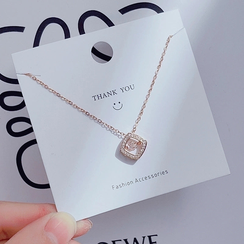 Casual Minimalist Heart Shape Crown Flower Titanium Steel Inlay Zircon Pendant Necklace