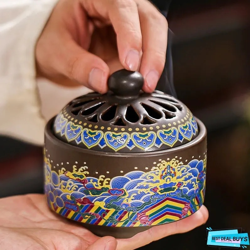 Antique Cloisonne Incense Burner Handicraft Ornament Creative Home Indoor Incense Enamel Color Burner