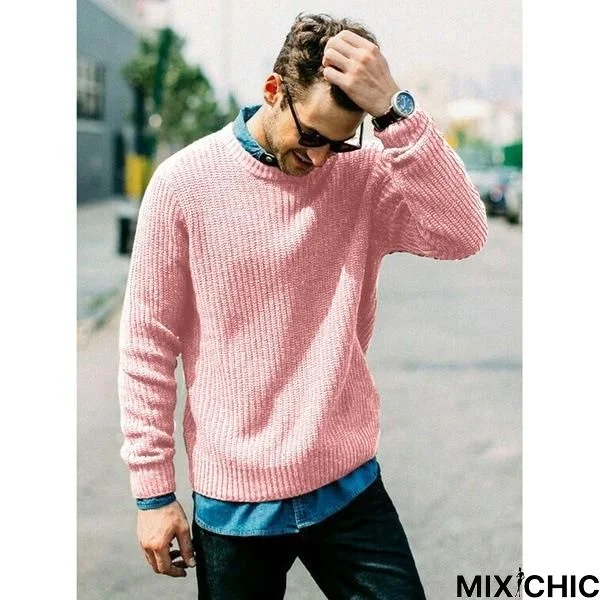 Men's Round Neck Knitted Sweater