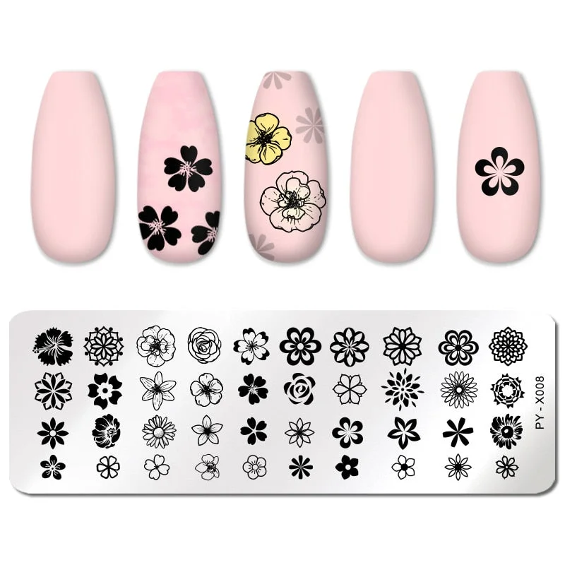 PICT YOU Square Lace Series Nail Stamping Plates Stencil Stainless Steel Tools Nail Art Stamp Design for DIY Image Plate-Nail Inspo