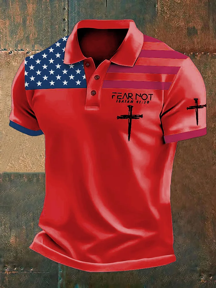 VChics Men's Vintage Fear Not Printed Polo Shirt