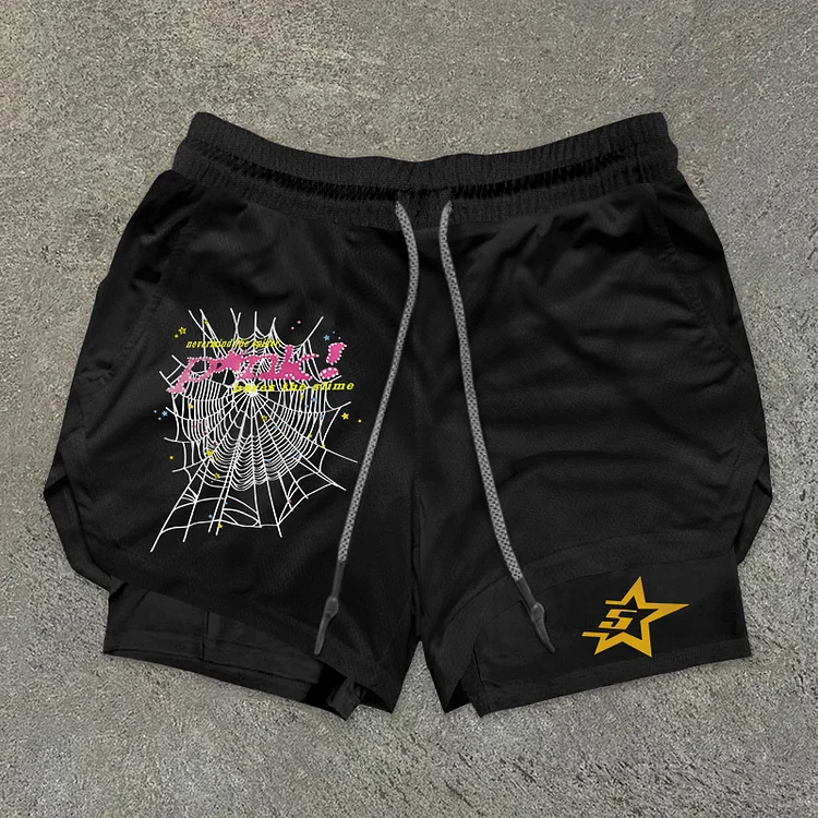Personalized Fashion Spider Double Layer Men's Gym Shorts