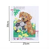 Dog Holding Football  | Crystal Rhinestone  | Full Round Diamond Painting Kits
