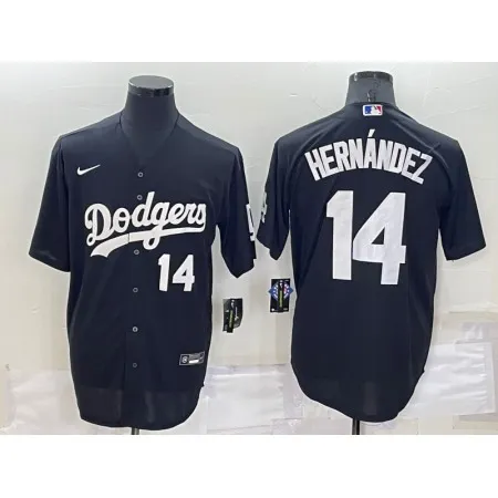 Men's Los Angeles Dodgers #14 Kike Hernandez Black Cool Base Stitched Jersey OWNB