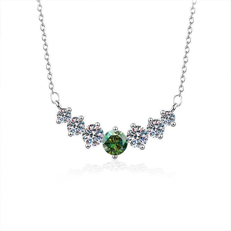 2.8 Karat VVS1-VVS2 925 Sterling Silver Moissanite None Inlay Round GRA Certificate Pendant Necklace