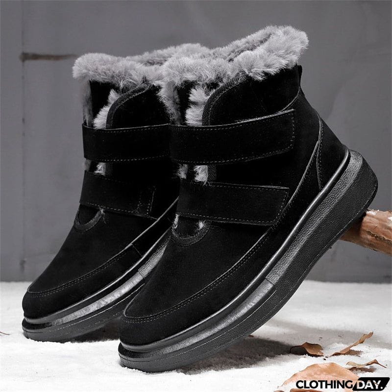 Men's Simple Stitches Rubber Sole Warm Plush Winter Snow Boots
