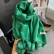 Wisdomplays 2025 Winter Scarf For Women Long Warm Cashmere Scarves Hijab Solid Lady Shawl Wrap Female Pashmina Bandana Hairball Scarfs New Scarf