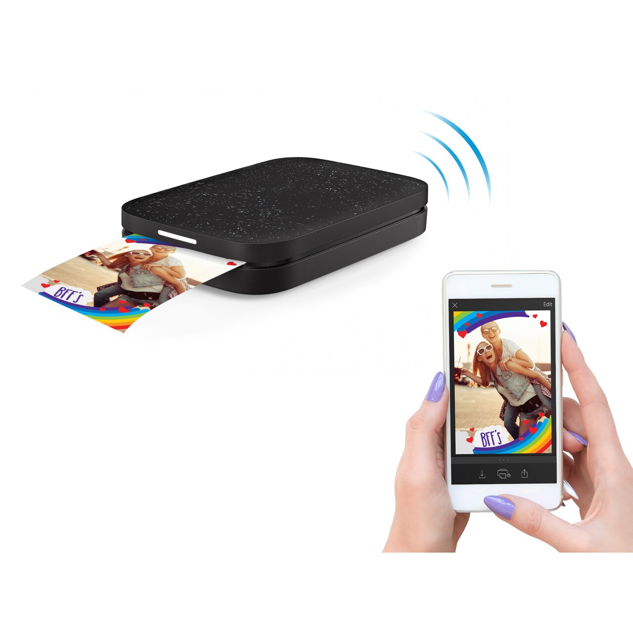 HP Sprocket Portable Printer, Zink Sticky Paper 2x3&#x22; Instant Photo Printer for iOS &#x26; Android Device