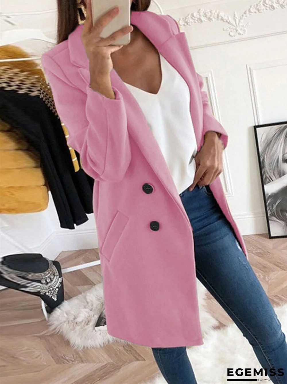 Casual Suit Collar Women's Solid Color Coat | EGEMISS