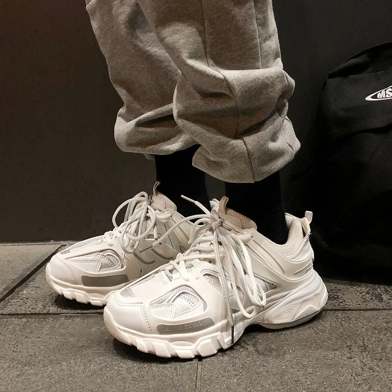 Female Male Dad Shoes 2021 Adult Platform Trainers Stylish Casual Chunky Sneakers For Women Men White Sport Thick Sole Footwear