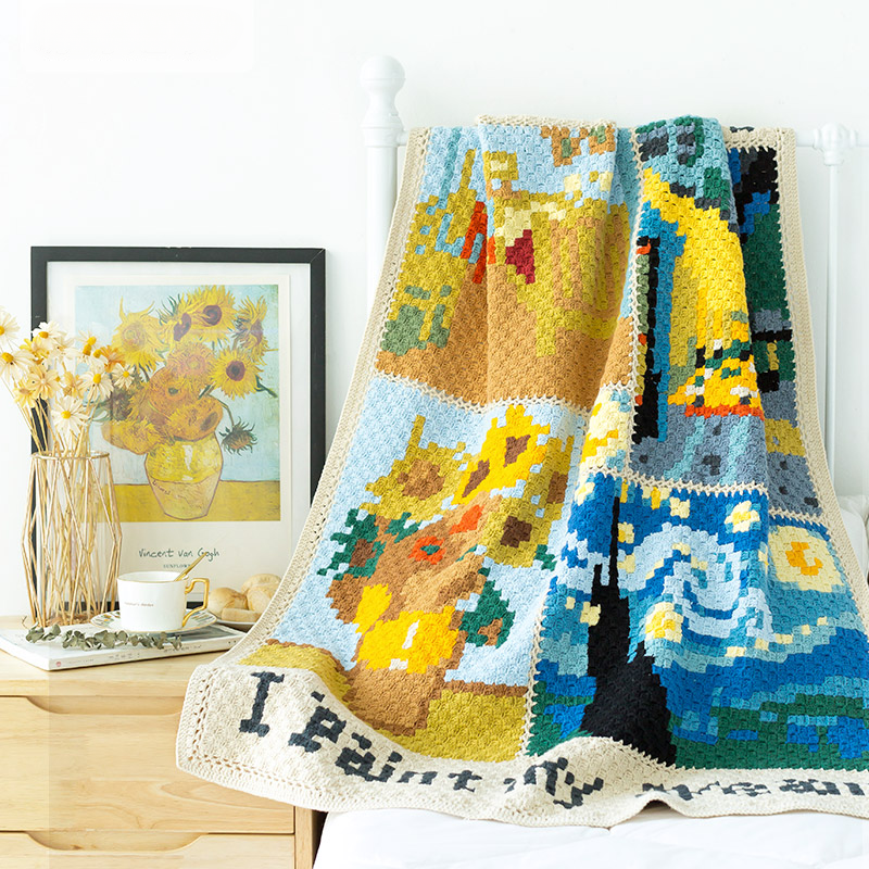 Artisan Crochet Kit: Luxe Cotton Pixel Blanket DIY Bundle - Susan's Crafts
