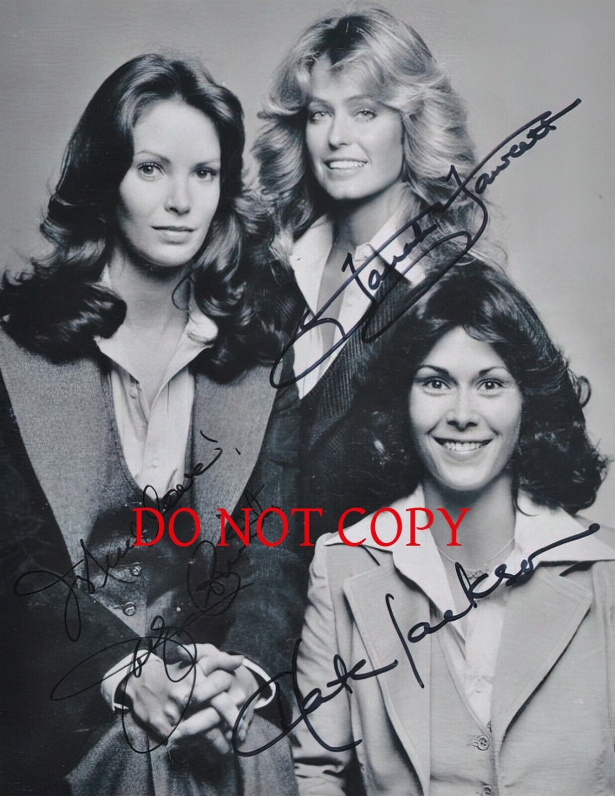 Charlie's Angels - Autographed Signed 8 x10 Photo Poster painting (Farrah, Kate, Jaclyn) Reprint