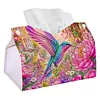DIY Diamond Art Tissue Box Holder Bird PULeather Diamond Art Desktop Organizer Resin Rhinestone Storage Organizers Gem Art Home Office Decor Craft Gift for Women