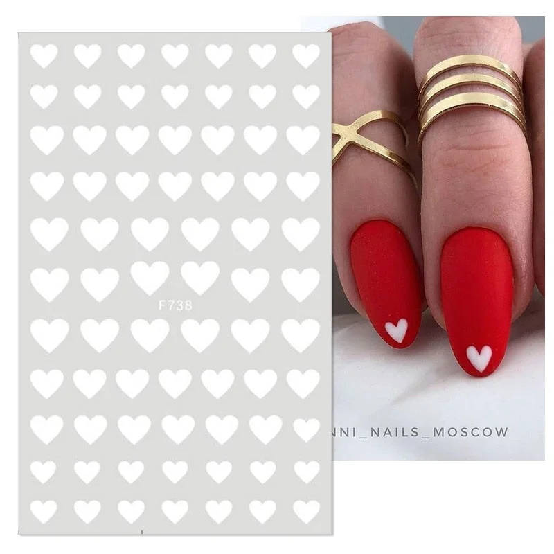 1PC 3D Nail Stickers Red Heart Love Self-Adhesive Slider Nail Art Decorations Valentine's Day Decals Manicure Accessories Tool-Nail Inspo