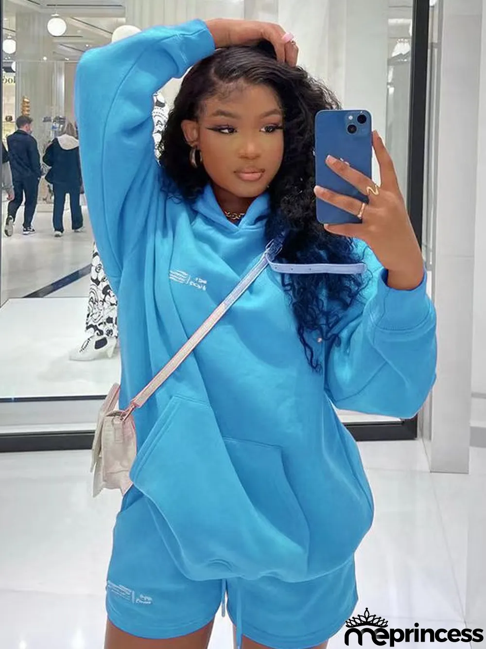 Women'S Fall Hoodies Shorts Set Fashion Sports Logo Long Sleeve Pullover Hooded Hoodies Two Piece Set