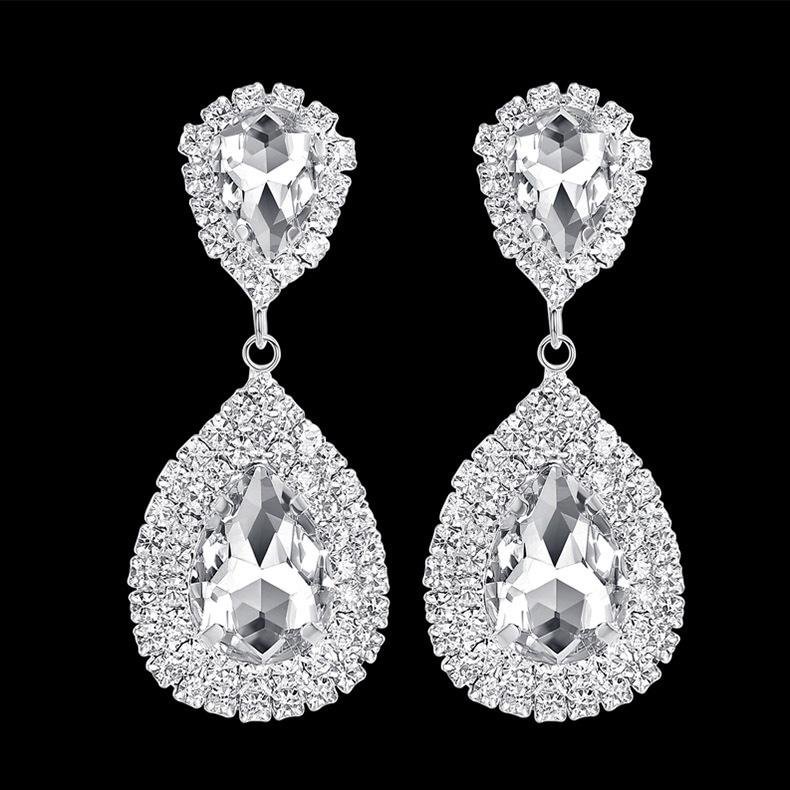 Crystal rhinestone teardrop dangle earrings