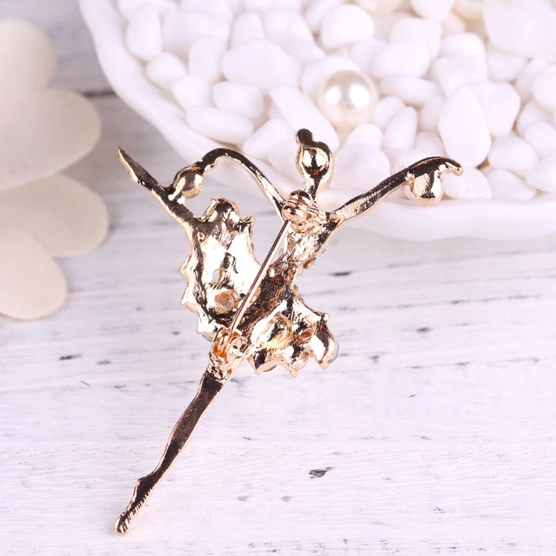 Lanhao Korean Style Creative Personality Colorful Diamond Ballet Dancing Girl Brooch Corsage Women’s Clothing Jewelry