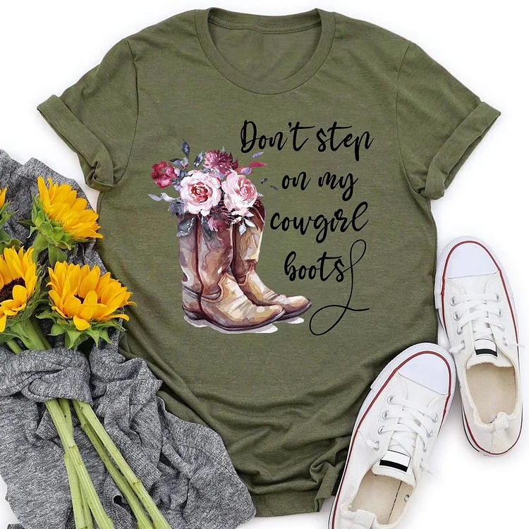 Don't Step On My Cowgirl Boots Flowers T-shirt Tee-05858