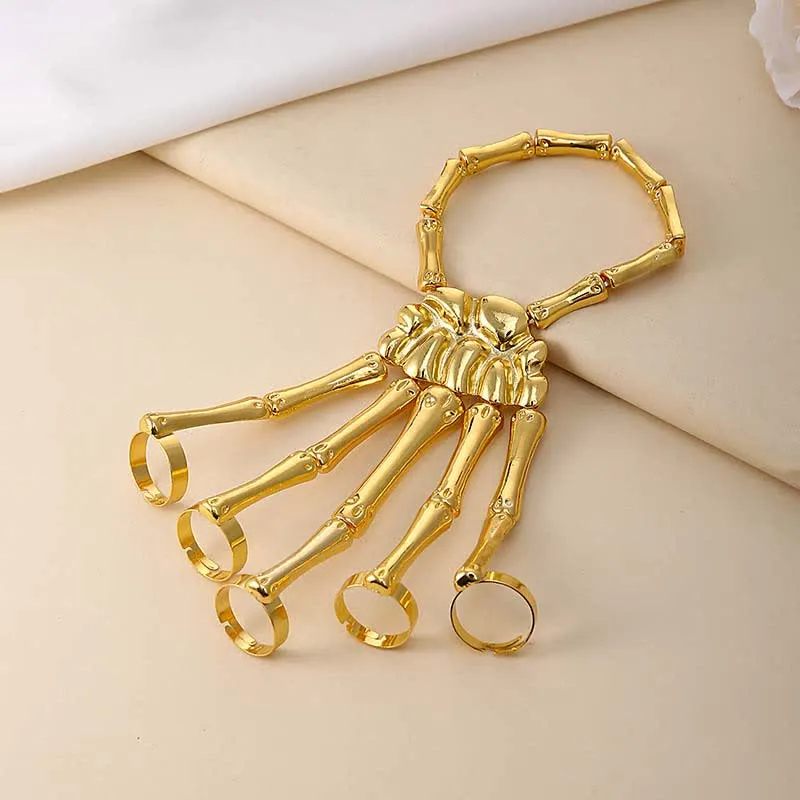 Skeleton Pattern Design Folding Rings Bracelet