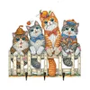 Wooden Cat Diamond Art Hanging Hook Rail Diamond Painting Art Craft Wall Hooks