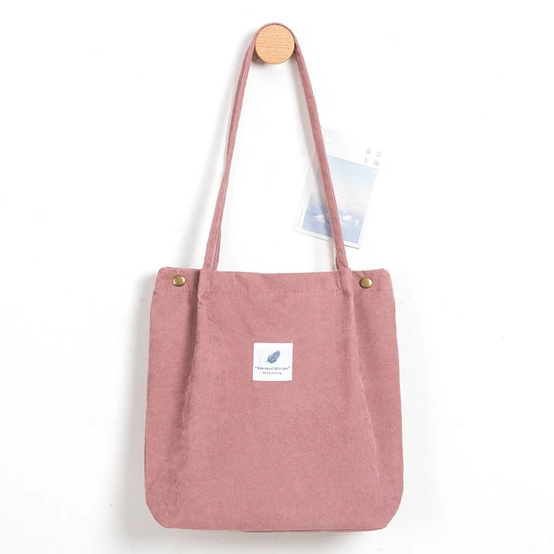 Corduroy Totes Bag Women's Shoulder Handbags Big Capacity Shopping Bag For Work Beach Lunch Travel Grocery