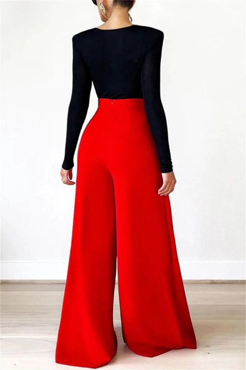 Elegant Solid Slit Regular High Waist Solid Color Bottoms