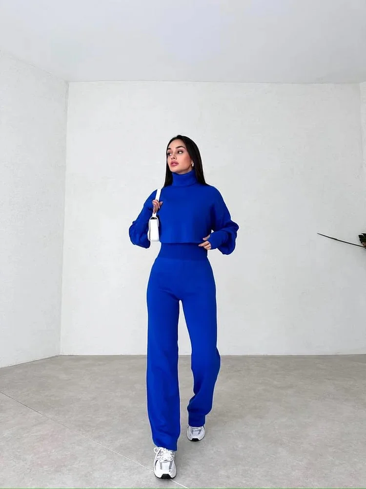 TURTLENECK GLOVE KNIT SUIT