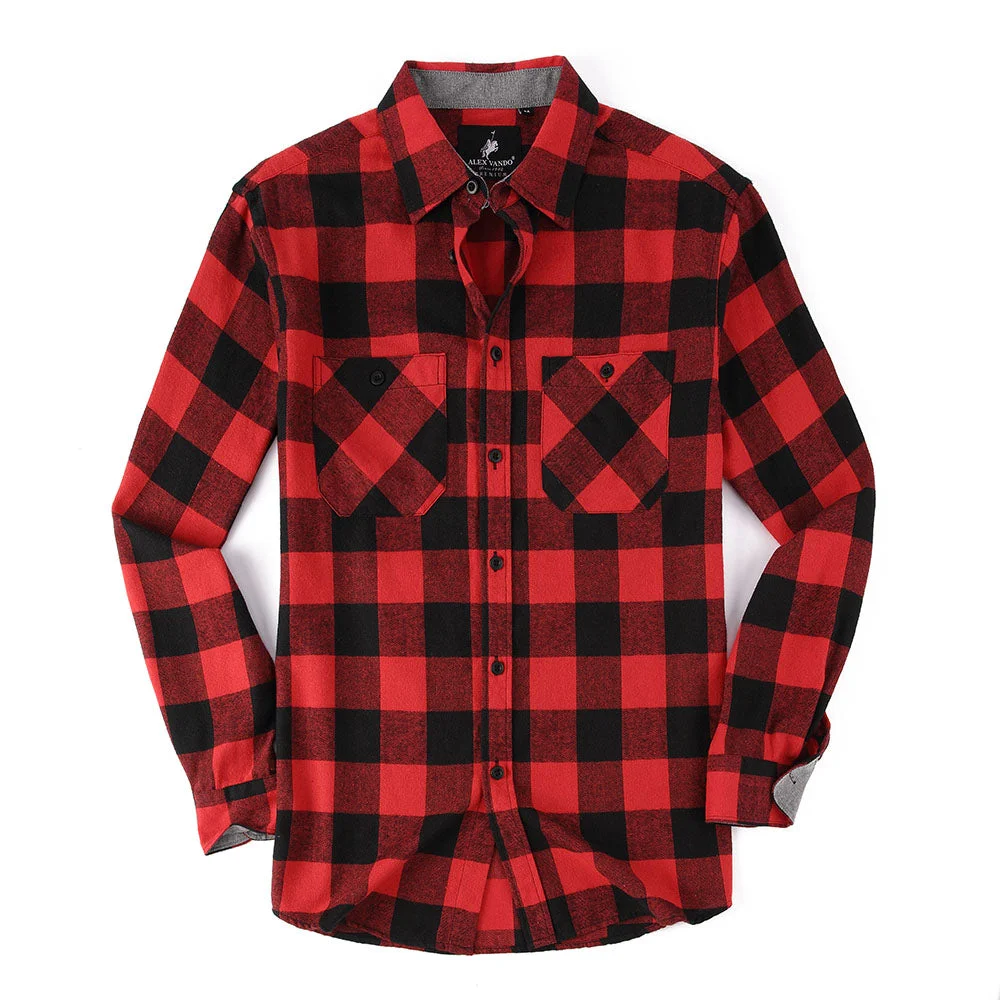 Fashion Button Down Flannel Shirt Red/Black