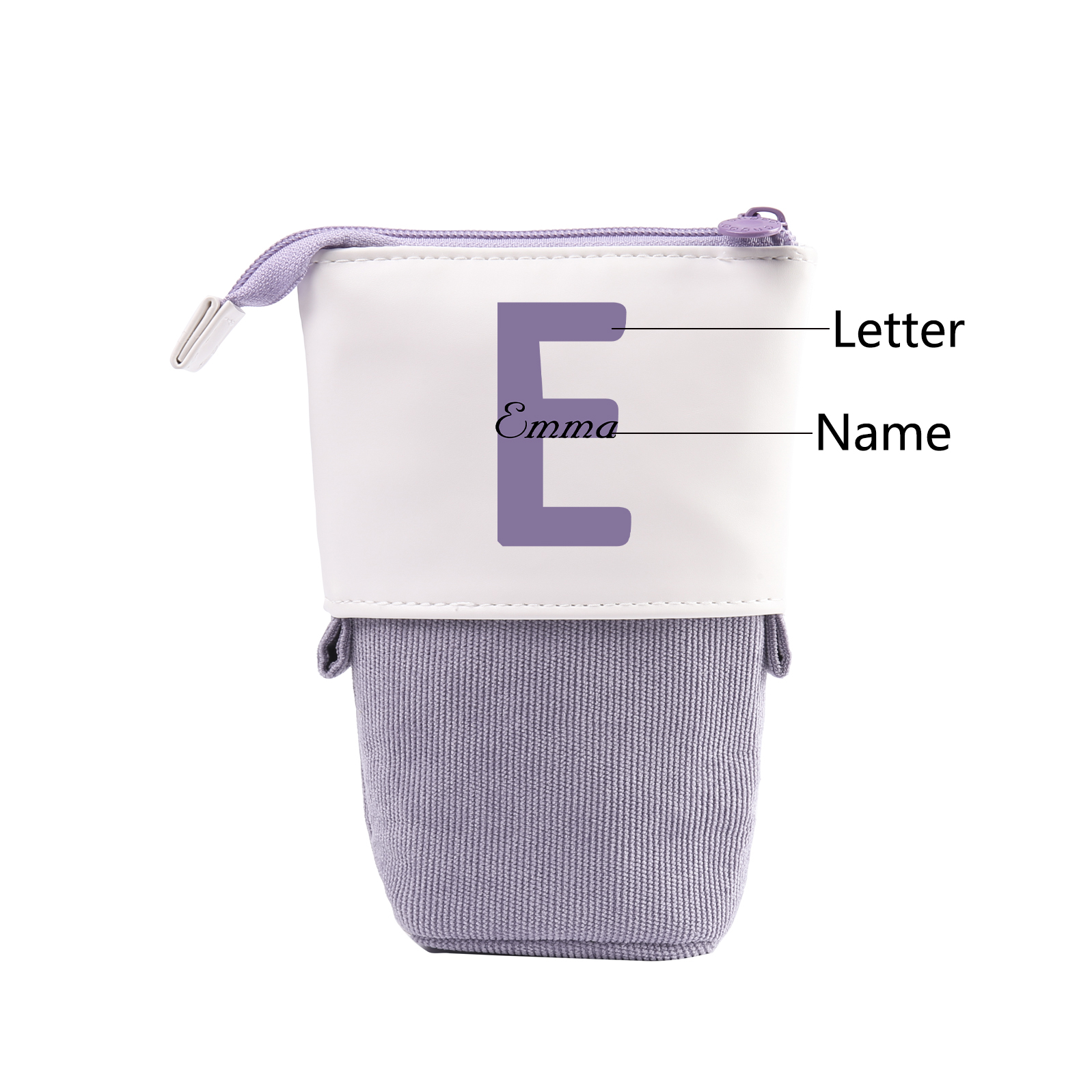 Personalised Pencil Case Custom Name & Letter Pen Pouch Canvas PU Leather Back To School Gift for Kids-Jessemade AU