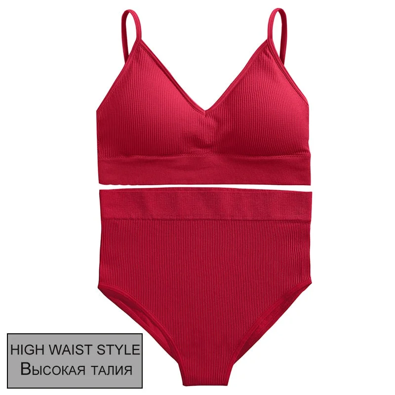 FINETOO Women Seamless Lingerie Set 10 Colors Fitness Bralette Push Up Top + Panties Suit Sports Woman Sexy Underwear Sets Femme