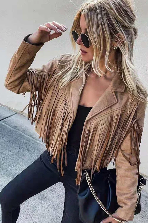 Tassel Fringe Faux Suede Shacket Outwear - 7 Colors