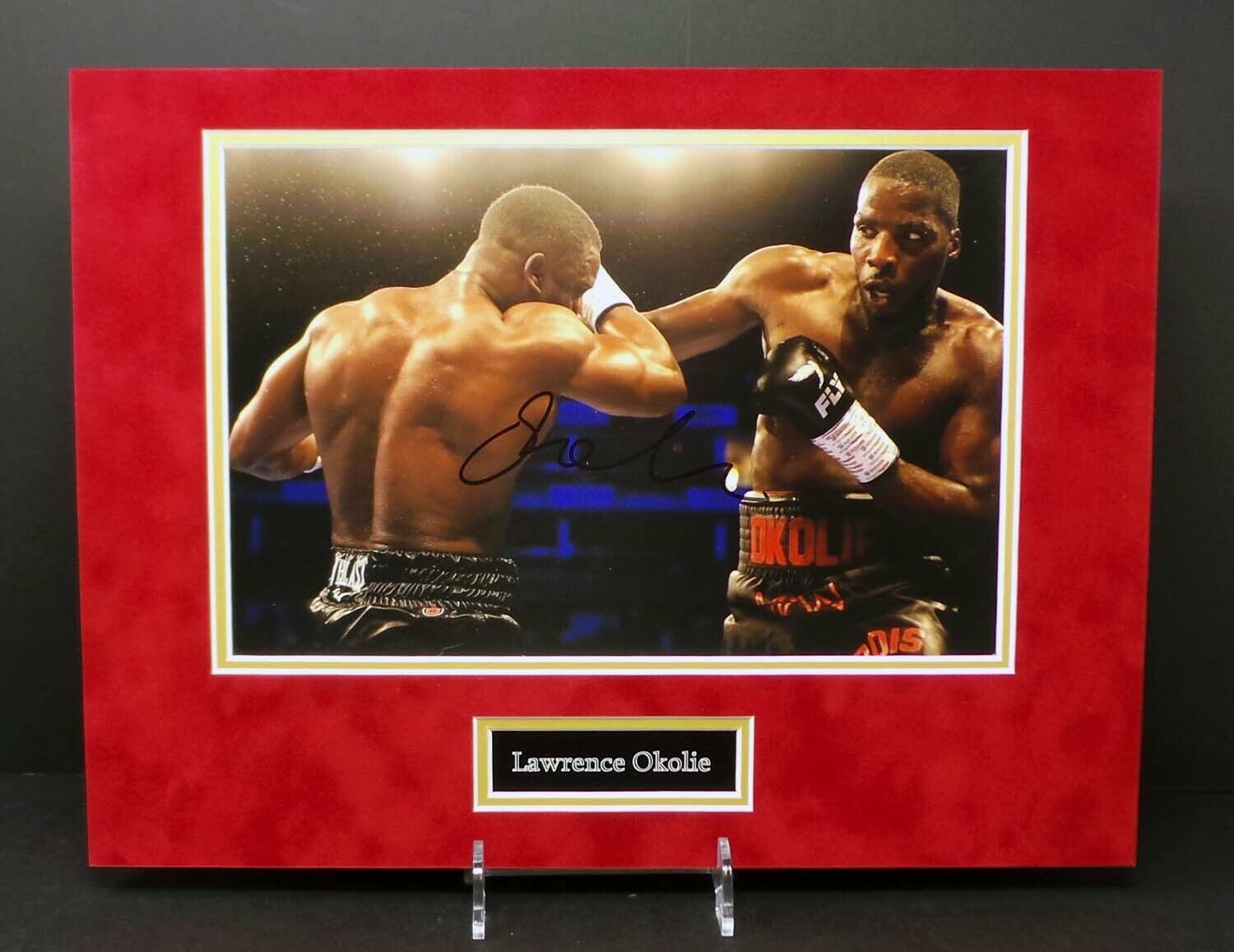 Lawrence OKOLIE British Boxer Mounted Signed 16x12 Photo Poster painting Display AFTAL RD COA