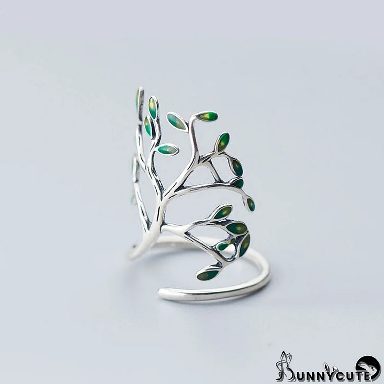 Branch Leaves Pattern 925 Sterling Silver Ring