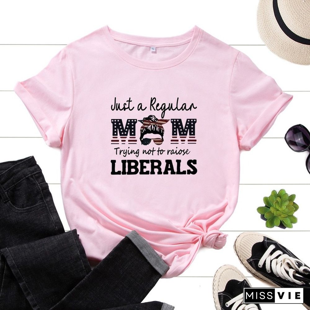 Casual Women Graphic Fashion Short Sleeve Letter Print Female Summer Cotton T-shirt Ladies Regular Daily Round Neck Tee Top