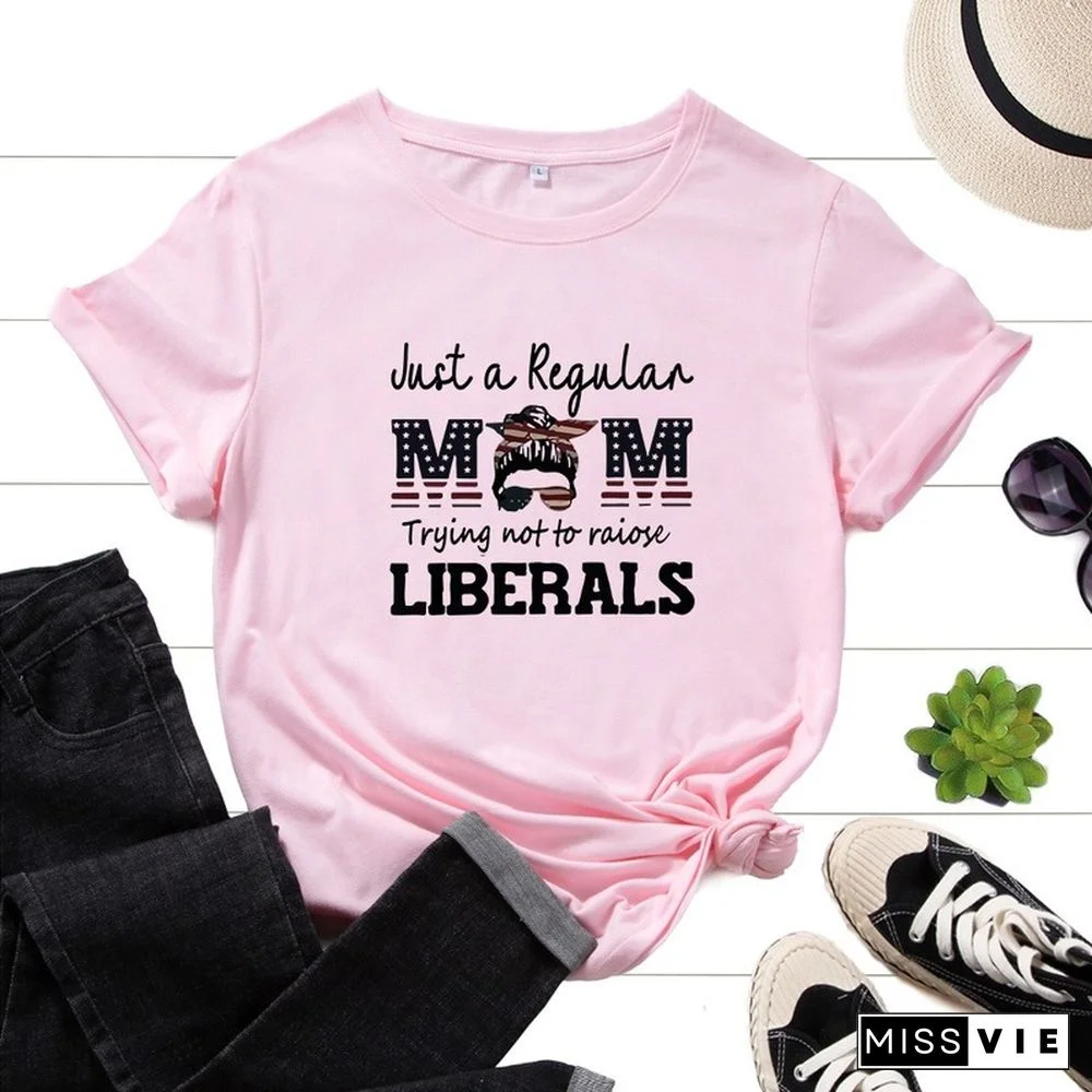 Casual Women Graphic Fashion Short Sleeve Letter Print Female Summer Cotton T-shirt Ladies Regular Daily Round Neck Tee Top