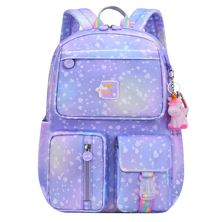 Rainbow Kids Girl Daypack Cute School Kindergartens Princess Backpack (Purple L)
