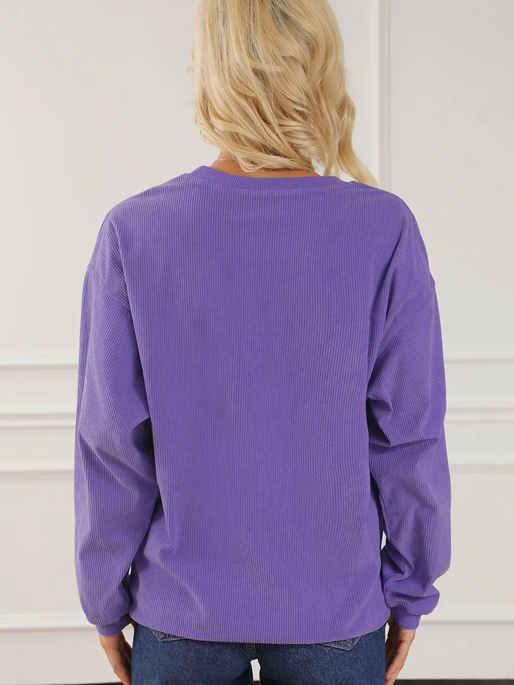 Violet MAMA Ribbed Round Neck Pullover Sweater