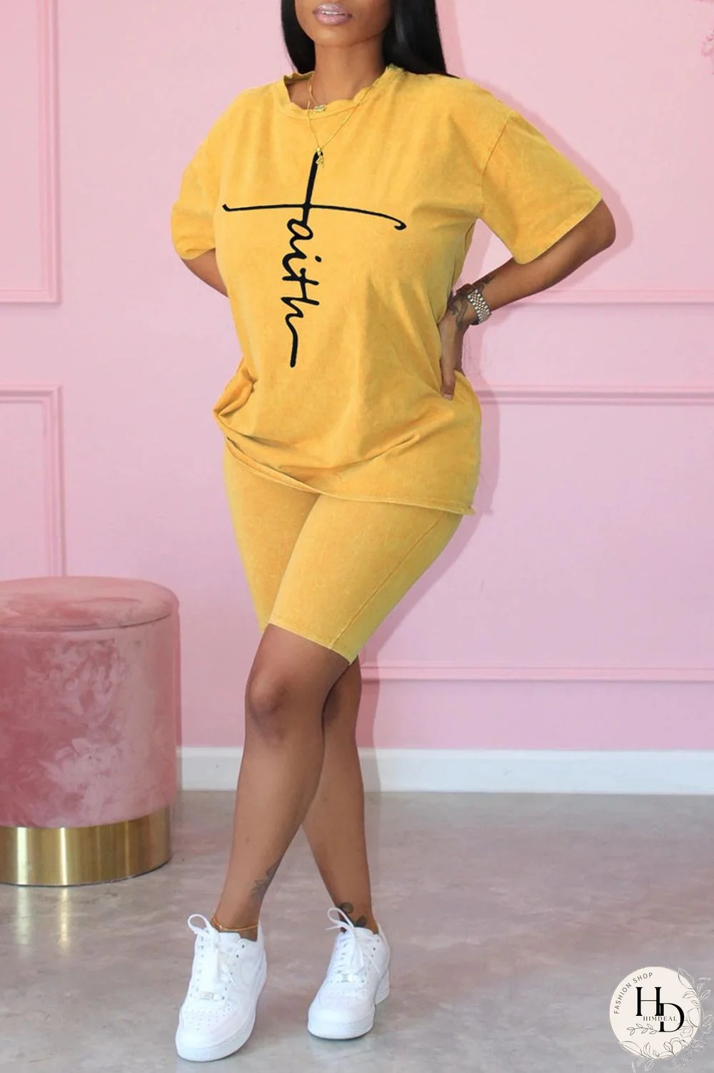 Black Casual Print Patchwork O Neck Short Sleeve Two Pieces