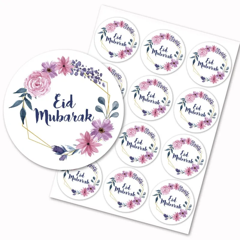 120pcs EID Mubarak Paper Sticker Gift Box Lable Seal Stickers Islamic Muslim Eid Al-fitr Decoration Ramadan Kareem Supplies 3cm