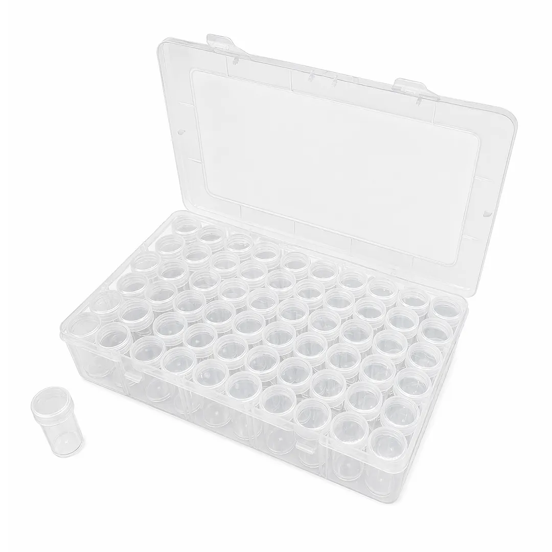 Diamond Painting Containers Multi Purpose Portable Plastic Case Box with Stickers & Compartments Arts Crafts Storage Bottle for Hardware Rhinestone
