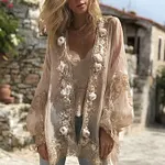 Women's Bohemian Floral Embroidered Art Casual Cardigan - Image 2