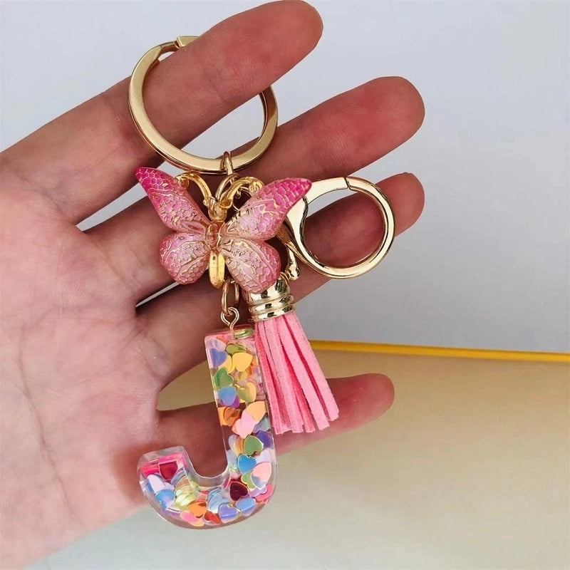 Classic Style Commute Letter Butterfly Resin Unisex Bag Pendant Keychain