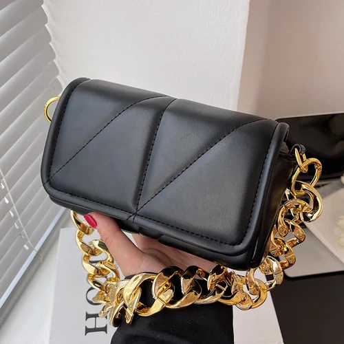 Pongl Fashion Shoulder Bag Women Thick chain Leather Pu Quilted Bag Female Luxury Handbags Women Bags Designer Sac A Main Femme