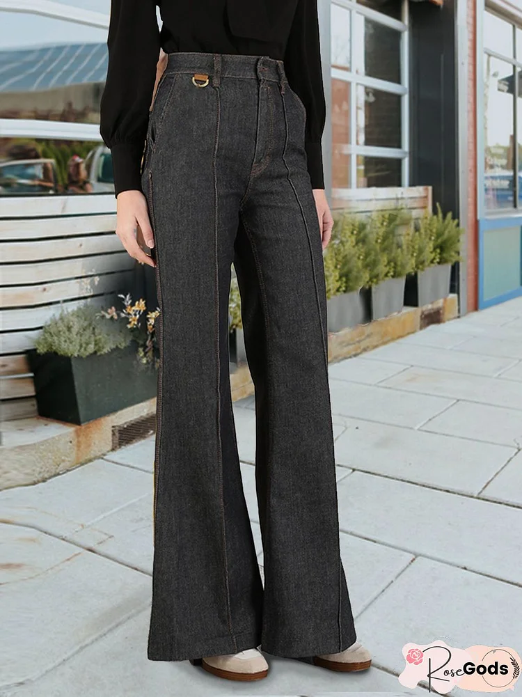 Black Slim and Long Flared Jeans