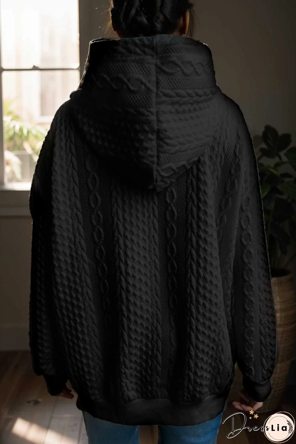 plus size casual hoodie women s plus solid ribbed long sleeve slight stretch hoodie drawstring sweatshirt