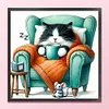 Kitten On Sofa-11CT Stamped Cross Stitch 40*40cm/15.75*15.75in tapestrymarket