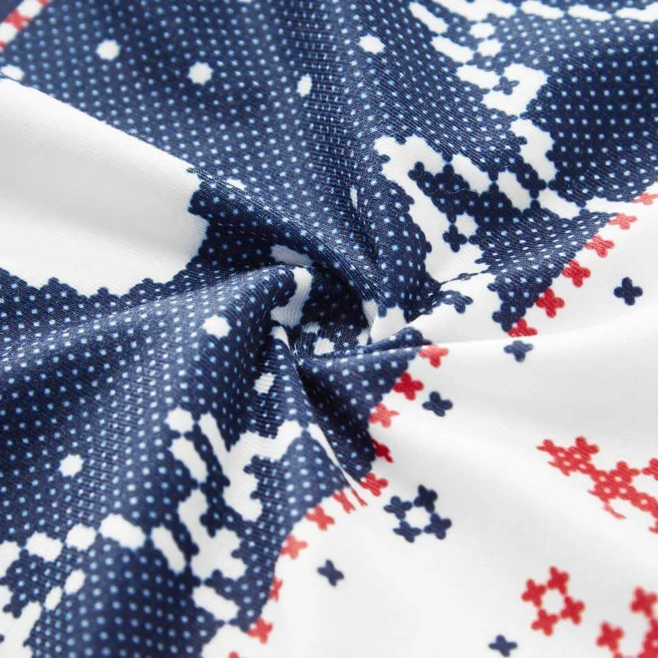 Christmas Reindeer Snowflake Geometric Print Family Matching Onesie Pajamas