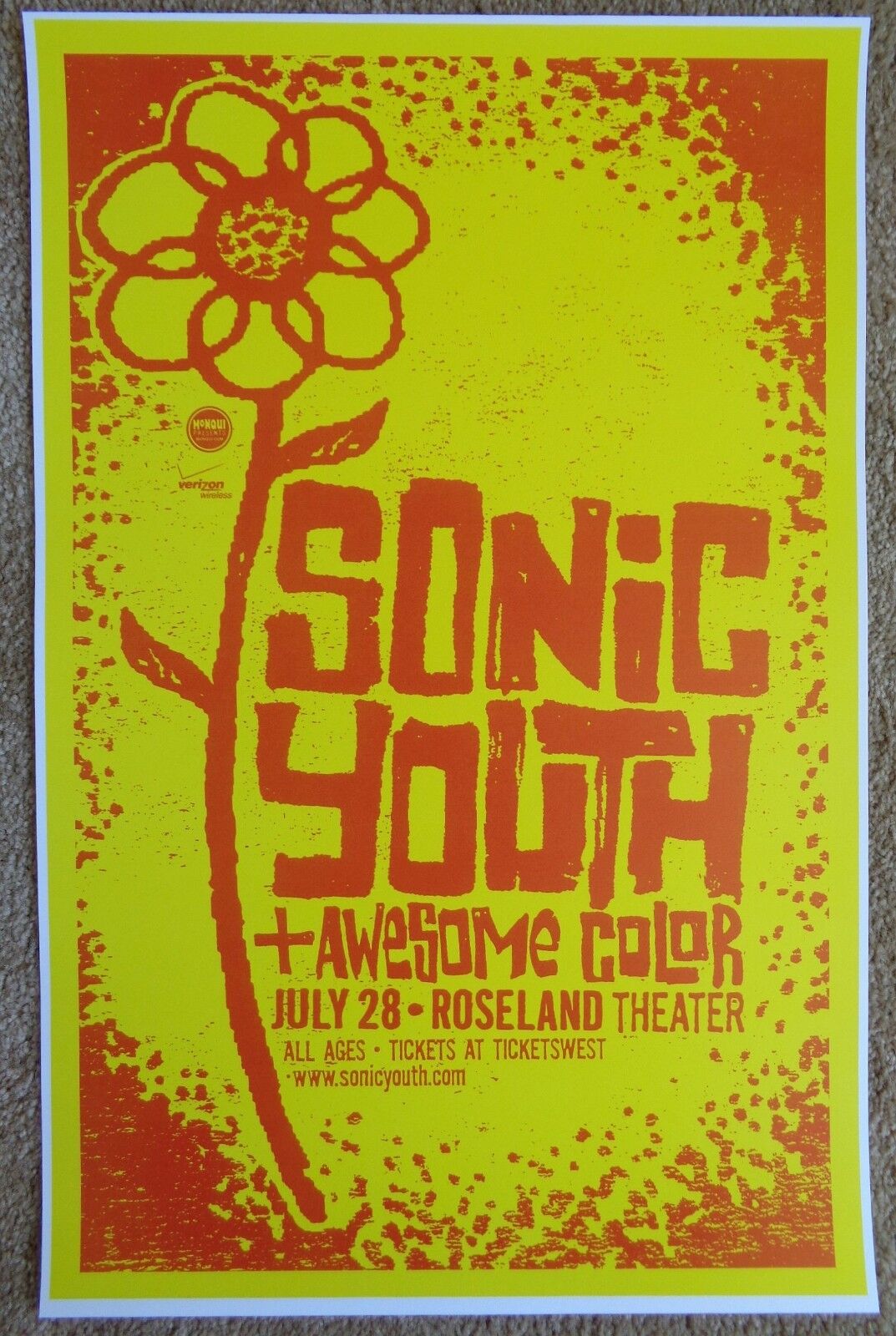 SONIC YOUTH 2009 Gig POSTER Portland Oregon Concert