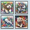 4Pcsindien Coloré Animaux À Plumes - Perceuse Ronde Peinture Diamant - 40 * 40CM